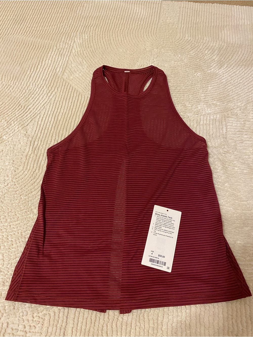 Athletic Sleeveless Tank Top - Burgundy